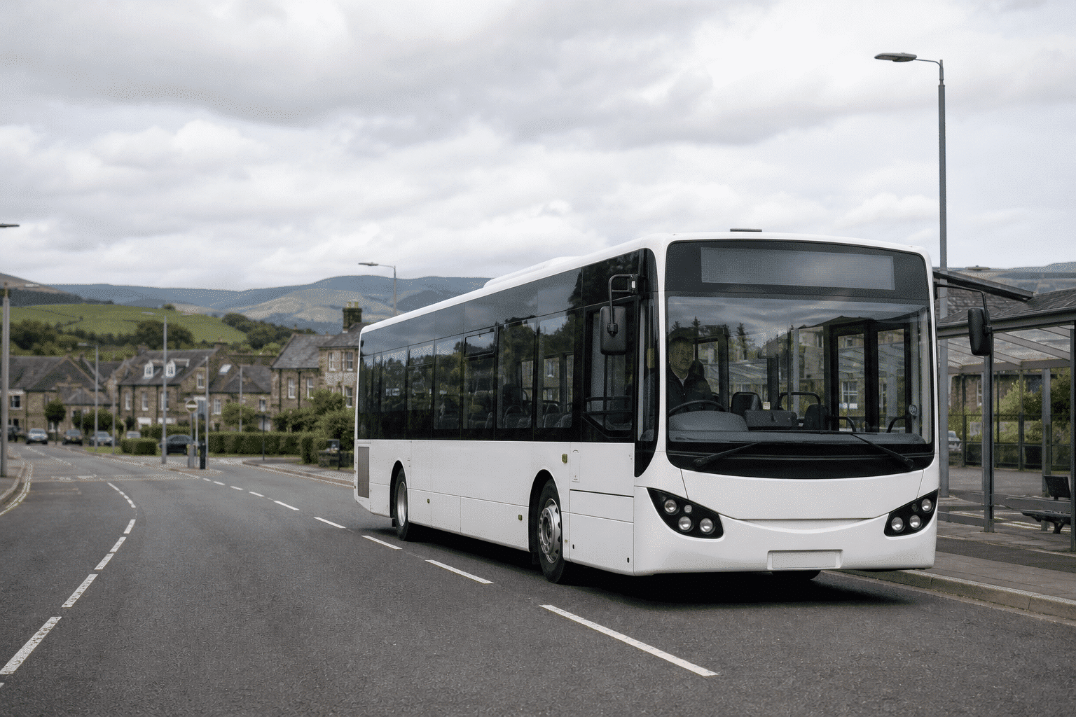 PCV bus training on a UK town road