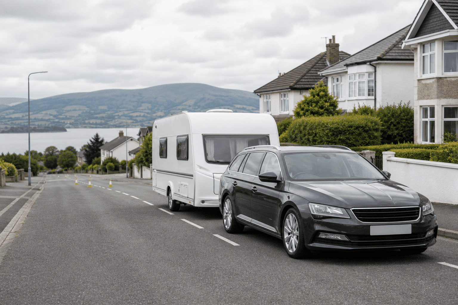 Caravan towing training on a UK road