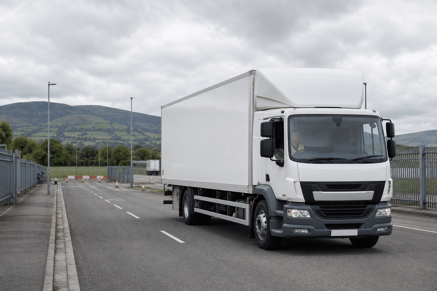 Category C rigid truck training on a UK road